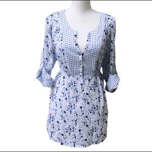 Tommy Hilfiger Floral Tie Back Peasant Top Size M